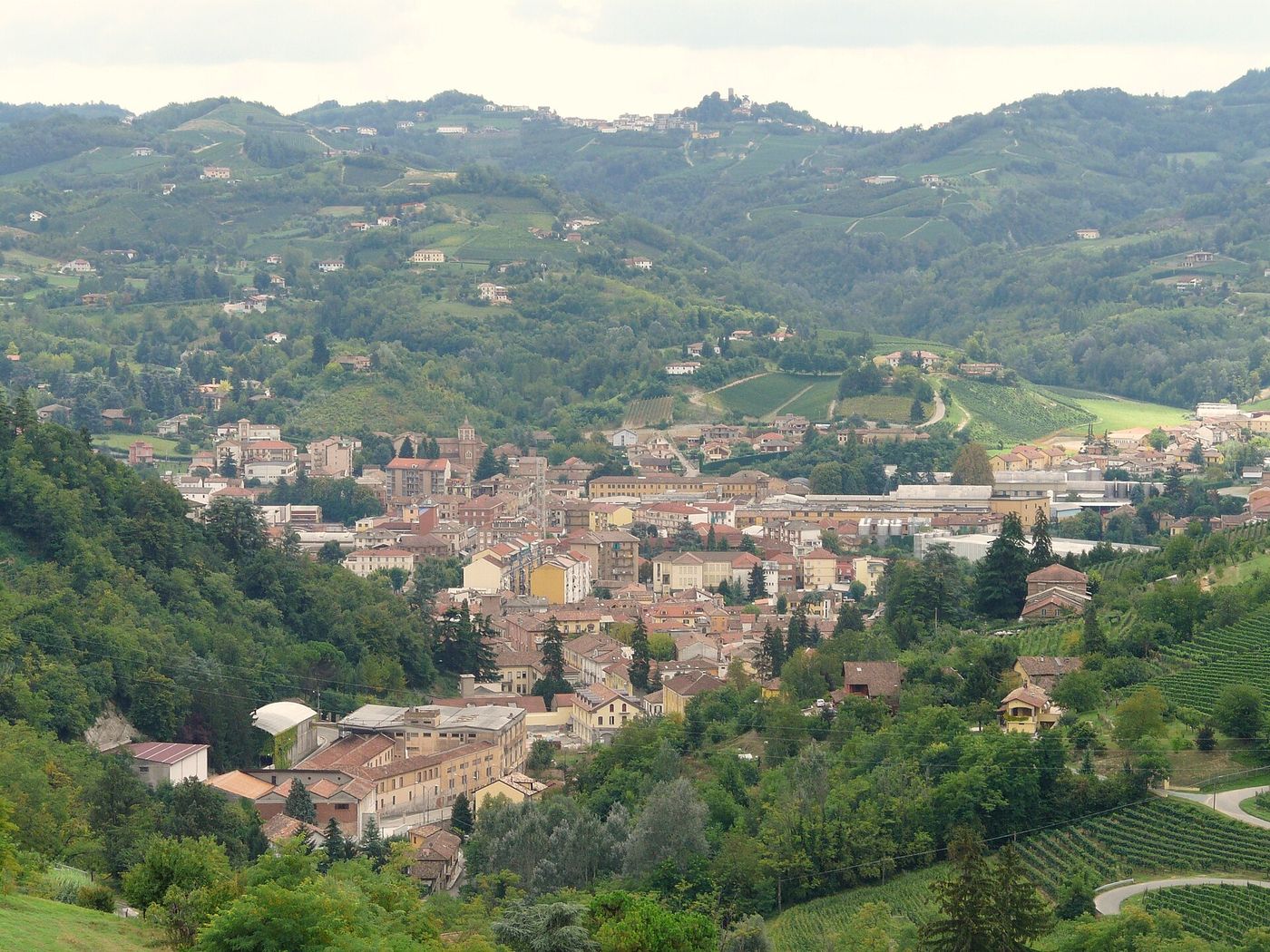 Panorama di Canelli tra le colline vitate